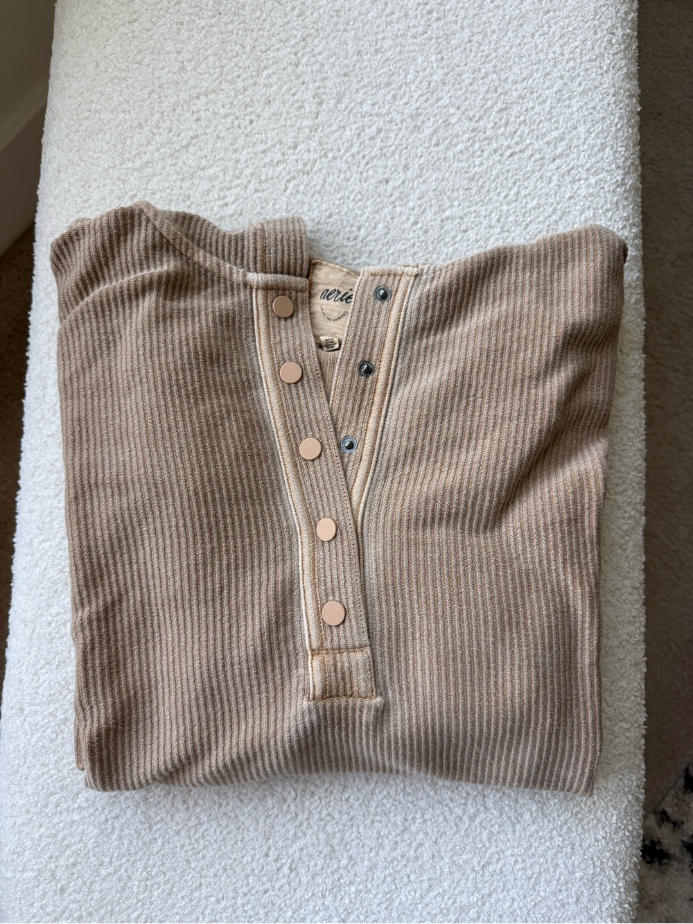 Aerie Ribbed Henley Sweater - Tan
